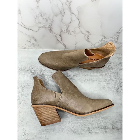 Lucky Brand Boots Womens Size 8.5 Tan Leather Block‎ Heel Pull On Style - Picture 6 of 12